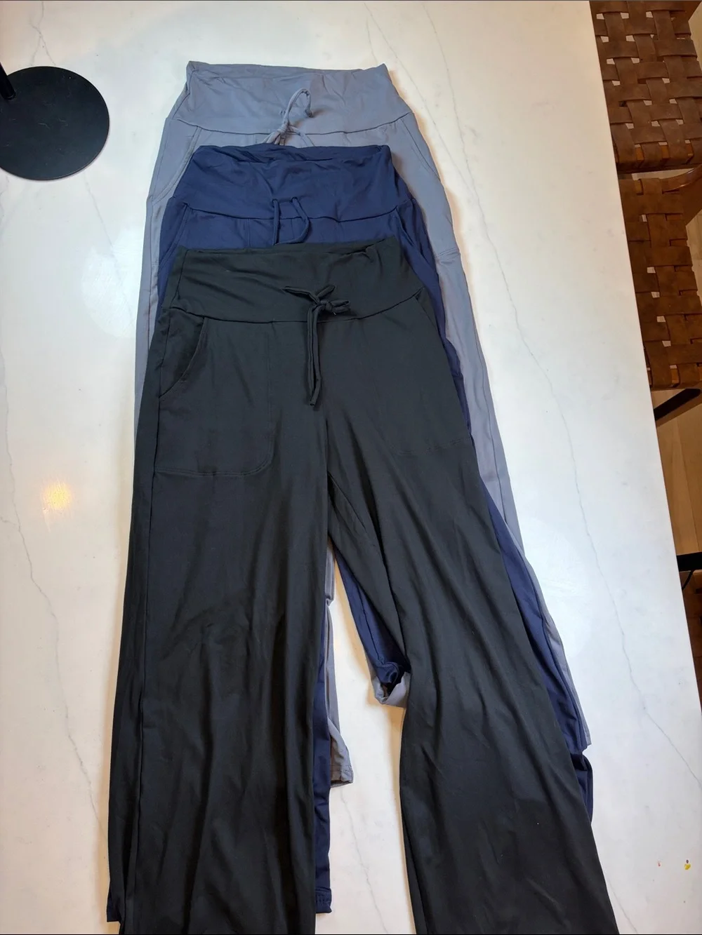 Wide Leg Lounge Pants - Black, Navy, Light Gray (3-Pack)
